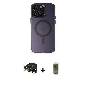 ieg™ iPhone 14 Pro Max Kılıf Kozmos Çizgi Prime - Siyah Joko Magic 5D Hayalet Cam + Raze Metal Kamera Lens - GD