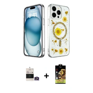 ieg™ iPhone 14 Pro Max Kılıf Kozmos Doku - Siyah Buffer Cam Ekran Koruyucu + Bilvis Titan Kamera Lens - GD