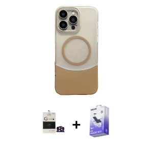 ieg™ iPhone 14 Pro Max Kılıf Kozmos Form Özel Seri - Siyah Bilvis 5in1 5D Magic Hayalet Cam Ekran Koruyucu + Bilvis Titan Kamera Lens - GD