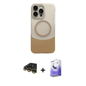 ieg™ iPhone 14 Pro Max Kılıf Kozmos Form Özel Seri - Siyah Bilvis 5in1 5D Magic Hayalet Cam Ekran Koruyucu + Raze Metal Kamera Lens - GD