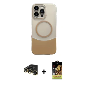 ieg™ iPhone 14 Pro Max Kılıf Kozmos Form Özel Seri - Siyah Buffer Cam Ekran Koruyucu + Raze Metal Kamera Lens - GD
