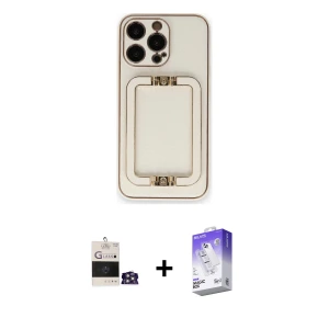 ieg™ iPhone 14 Pro Max Kılıf Kozmos Minimal Prime - Siyah Bilvis 5in1 3D Magic Cam Ekran Koruyucu + Bilvis Titan Kamera Lens - GS
