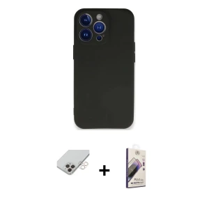 ieg™ iPhone 14 Pro Max Kılıf Kozmos Yansıma Özel Seri - Siyah Bilvis 3D Mat Cam Ekran Koruyucu + Band Metal Kamera Lens - GD