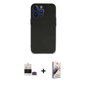 ieg™ iPhone 14 Pro Max Kılıf Kozmos Yansıma Özel Seri - Siyah Bilvis 3D Mat Cam Ekran Koruyucu + Bilvis Titan Kamera Lens - GD