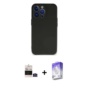 ieg™ iPhone 14 Pro Max Kılıf Kozmos Yansıma Özel Seri - Siyah Bilvis 5in1 3D Magic Cam Ekran Koruyucu + Bilvis Titan Kamera Lens - DNMR