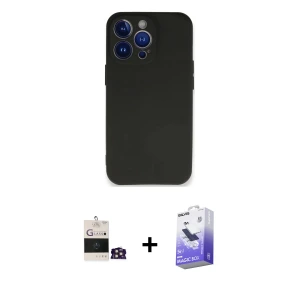 ieg™ iPhone 14 Pro Max Kılıf Kozmos Yansıma Özel Seri - Siyah Bilvis 5in1 5D Magic Hayalet Cam Ekran Koruyucu + Bilvis Titan Kamera Lens - GD