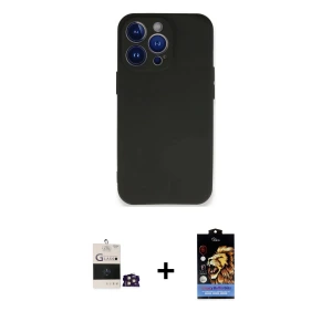 ieg™ iPhone 14 Pro Max Kılıf Kozmos Yansıma Özel Seri - Siyah Buffer Hayalet Cam Ekran Koruyucu + Bilvis Titan Kamera Lens - GD