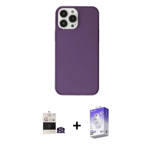 ieg™ iPhone 14 Pro Max Kılıf Kutup Doku Koleksiyonu - Siyah Bilvis 5in1 3D Magic Cam Ekran Koruyucu + Bilvis Titan Kamera Lens - GS