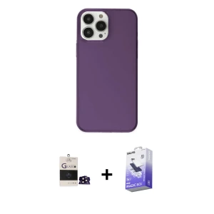 ieg™ iPhone 14 Pro Max Kılıf Kutup Doku Koleksiyonu - Siyah Bilvis 5in1 5D Magic Hayalet Cam Ekran Koruyucu + Bilvis Titan Kamera Lens - SH