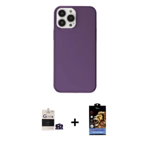 ieg™ iPhone 14 Pro Max Kılıf Kutup Doku Koleksiyonu - Siyah Buffer Hayalet Cam Ekran Koruyucu + Bilvis Titan Kamera Lens - DNMR