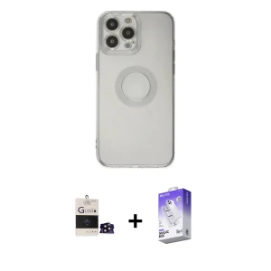 ieg™ iPhone 14 Pro Max Kılıf Kutup Klasik - Siyah Bilvis 5in1 3D Magic Cam Ekran Koruyucu + Bilvis Titan Kamera Lens - SH