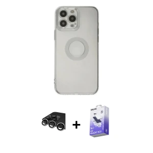 ieg™ iPhone 14 Pro Max Kılıf Kutup Klasik - Siyah Bilvis 5in1 5D Magic Hayalet Cam Ekran Koruyucu + Raze Metal Kamera Lens - GS