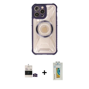 ieg™ iPhone 14 Pro Max Kılıf Kutup Modern - Siyah Polymer Nano Ekran Koruyucu + Bilvis Titan Kamera Lens - GD