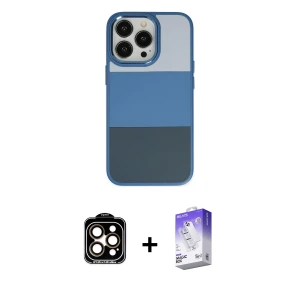 ieg™ iPhone 14 Pro Max Kılıf Kutup Özel Seri - Siyah Bilvis 5in1 3D Magic Cam Ekran Koruyucu + PVD Metal Kamera Lens - TU