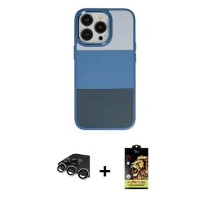 ieg™ iPhone 14 Pro Max Kılıf Kutup Özel Seri - Siyah Buffer Cam Ekran Koruyucu + Raze Metal Kamera Lens - GS