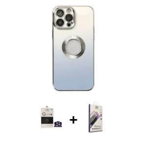 ieg™ iPhone 14 Pro Max Kılıf Kutup Yansıma Özel Seri - Siyah Bilvis 3D Mat Cam Ekran Koruyucu + Bilvis Titan Kamera Lens - GS