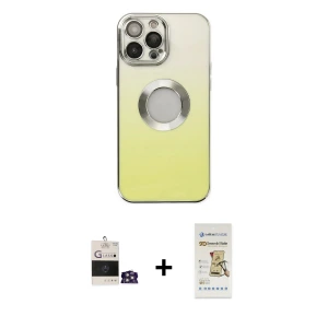 ieg™ iPhone 14 Pro Max Kılıf Kutup Yansıma Özel Seri - Siyah Mat Seramik Nano Ekran Koruyucu + Bilvis Titan Kamera Lens - GS