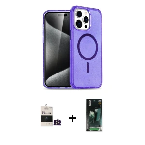 ieg™ iPhone 14 Pro Max Kılıf Nova Asil Prime - Şeffaf 360 Full Body Arka Koruyucu + Bilvis Titan Kamera Lens - GD