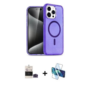 ieg™ iPhone 14 Pro Max Kılıf Nova Asil Prime - Siyah 3D Antistatik Cam Ekran Koruyucu + Bilvis Titan Kamera Lens - SH