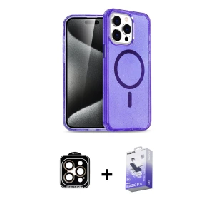 ieg™ iPhone 14 Pro Max Kılıf Nova Asil Prime - Siyah Bilvis 5in1 5D Magic Hayalet Cam Ekran Koruyucu + PVD Metal Kamera Lens - TU