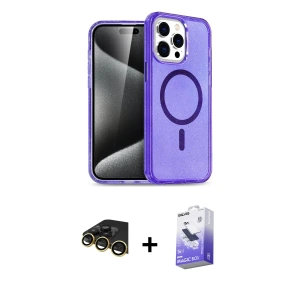ieg™ iPhone 14 Pro Max Kılıf Nova Asil Prime - Siyah Bilvis 5in1 5D Magic Hayalet Cam Ekran Koruyucu + Raze Metal Kamera Lens - GD