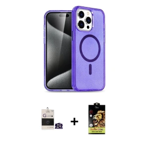ieg™ iPhone 14 Pro Max Kılıf Nova Asil Prime - Siyah Buffer Cam Ekran Koruyucu + Bilvis Titan Kamera Lens - GS