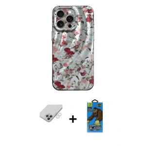 ieg™ iPhone 14 Pro Max Kılıf Nova Doku Prime - Siyah 18D Cam Ekran Koruyucu + Band Metal Kamera Lens - GD