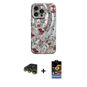 ieg™ iPhone 14 Pro Max Kılıf Nova Doku Prime - Siyah Buffer Hayalet Cam Ekran Koruyucu + Raze Metal Kamera Lens - GD