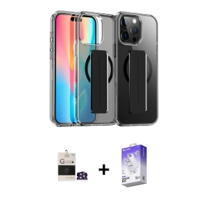 ieg™ iPhone 14 Pro Max Kılıf Nova Işık Koleksiyonu - Siyah Bilvis 5in1 3D Magic Cam Ekran Koruyucu + Bilvis Titan Kamera Lens - GS