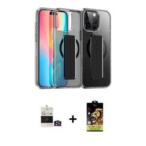 ieg™ iPhone 14 Pro Max Kılıf Nova Işık Koleksiyonu - Siyah Buffer Cam Ekran Koruyucu + Bilvis Titan Kamera Lens - GD