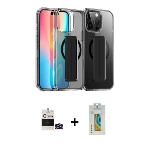 ieg™ iPhone 14 Pro Max Kılıf Nova Işık Koleksiyonu - Siyah Polymer Nano Ekran Koruyucu + Bilvis Titan Kamera Lens - DNMR