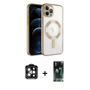 ieg™ iPhone 14 Pro Max Kılıf Nova Işık Özel Seri - Şeffaf 360 Full Body Arka Koruyucu + PVD Metal Kamera Lens - TU