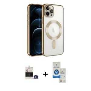 ieg™ iPhone 14 Pro Max Kılıf Nova Işık Özel Seri - Şeffaf Royal Nano Ekran Koruyucu + Bilvis Titan Kamera Lens - GS