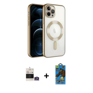 ieg™ iPhone 14 Pro Max Kılıf Nova Işık Özel Seri - Siyah 18D Cam Ekran Koruyucu + Bilvis Titan Kamera Lens - GS