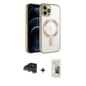 ieg™ iPhone 14 Pro Max Kılıf Nova Işık Özel Seri - Siyah 6D Mat Seramik Hayalet Nano Ekran Koruyucu + Raze Metal Kamera Lens - GD
