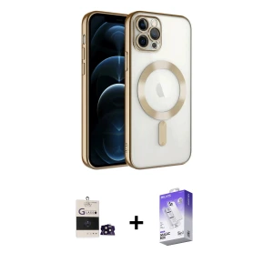 ieg™ iPhone 14 Pro Max Kılıf Nova Işık Özel Seri - Siyah Bilvis 5in1 3D Magic Cam Ekran Koruyucu + Bilvis Titan Kamera Lens - SH