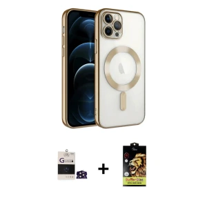 ieg™ iPhone 14 Pro Max Kılıf Nova Işık Özel Seri - Siyah Buffer Cam Ekran Koruyucu + Bilvis Titan Kamera Lens - DNMR