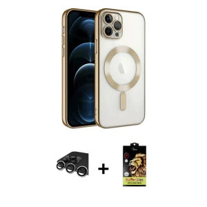 ieg™ iPhone 14 Pro Max Kılıf Nova Işık Özel Seri - Siyah Buffer Cam Ekran Koruyucu + Raze Metal Kamera Lens - GS