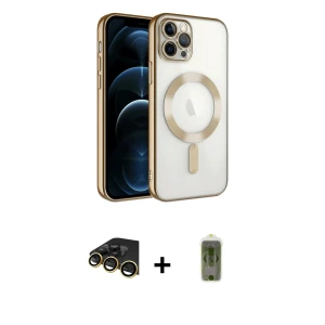 ieg™ iPhone 14 Pro Max Kılıf Nova Işık Özel Seri - Siyah Joko Magic 5D Hayalet Cam + Raze Metal Kamera Lens - GD