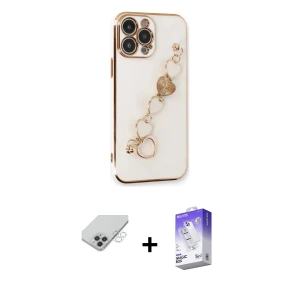 ieg™ iPhone 14 Pro Max Kılıf Nova Işık Prime - Siyah Bilvis 5in1 3D Magic Cam Ekran Koruyucu + Band Metal Kamera Lens - GS