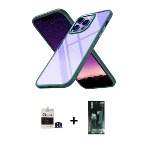ieg™ iPhone 14 Pro Max Kılıf Nova Işık Serisi - Siyah 360 Mat Full Body Arka Koruyucu + Bilvis Titan Kamera Lens - DNMR