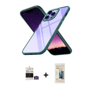 ieg™ iPhone 14 Pro Max Kılıf Nova Işık Serisi - Siyah 6D Mat Seramik Hayalet Nano Ekran Koruyucu + Bilvis Titan Kamera Lens - GS