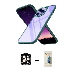 ieg™ iPhone 14 Pro Max Kılıf Nova Işık Serisi - Siyah 6D Mat Seramik Hayalet Nano Ekran Koruyucu + PVD Metal Kamera Lens - TU
