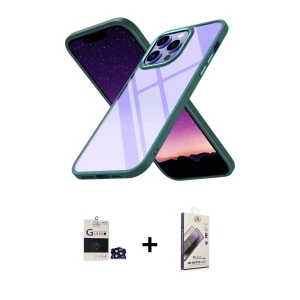 ieg™ iPhone 14 Pro Max Kılıf Nova Işık Serisi - Siyah Bilvis 3D Mat Cam Ekran Koruyucu + Bilvis Titan Kamera Lens - DNMR