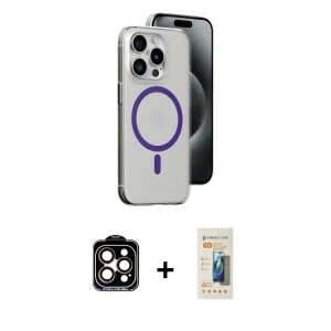 ieg™ iPhone 14 Pro Max Kılıf Odak Form Özel Seri - Siyah 6D Mat Seramik Hayalet Nano Ekran Koruyucu + PVD Metal Kamera Lens - TU