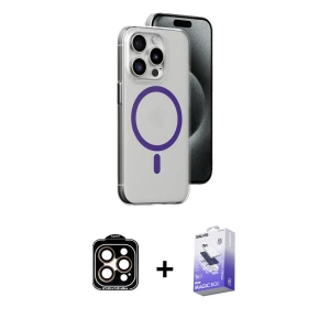 ieg™ iPhone 14 Pro Max Kılıf Odak Form Özel Seri - Siyah Bilvis 5in1 5D Magic Hayalet Cam Ekran Koruyucu + PVD Metal Kamera Lens - TU