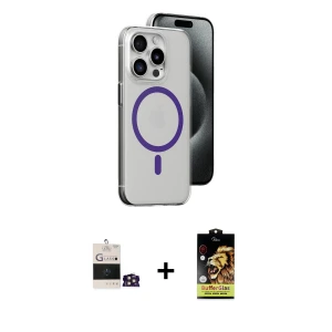 ieg™ iPhone 14 Pro Max Kılıf Odak Form Özel Seri - Siyah Buffer Cam Ekran Koruyucu + Bilvis Titan Kamera Lens - GD