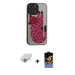 ieg™ iPhone 14 Pro Max Kılıf Odak Klasik Serisi - Siyah Buffer Hayalet Cam Ekran Koruyucu + Band Metal Kamera Lens - GD