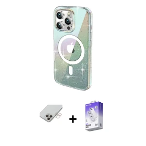 ieg™ iPhone 14 Pro Max Kılıf Odak Modern Serisi - Siyah Bilvis 5in1 3D Magic Cam Ekran Koruyucu + Band Metal Kamera Lens - GD