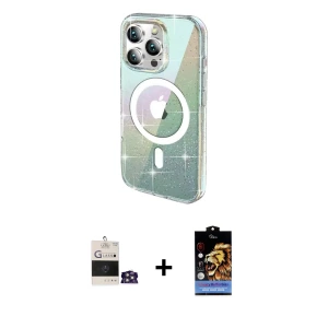 ieg™ iPhone 14 Pro Max Kılıf Odak Modern Serisi - Siyah Buffer Hayalet Cam Ekran Koruyucu + Bilvis Titan Kamera Lens - GS